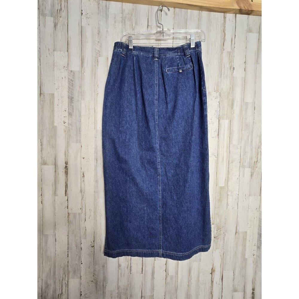 Vintage Y2K Denim Pencil Boho Midi Skirt Size 10 Embroidered - Picture 6 of 8
